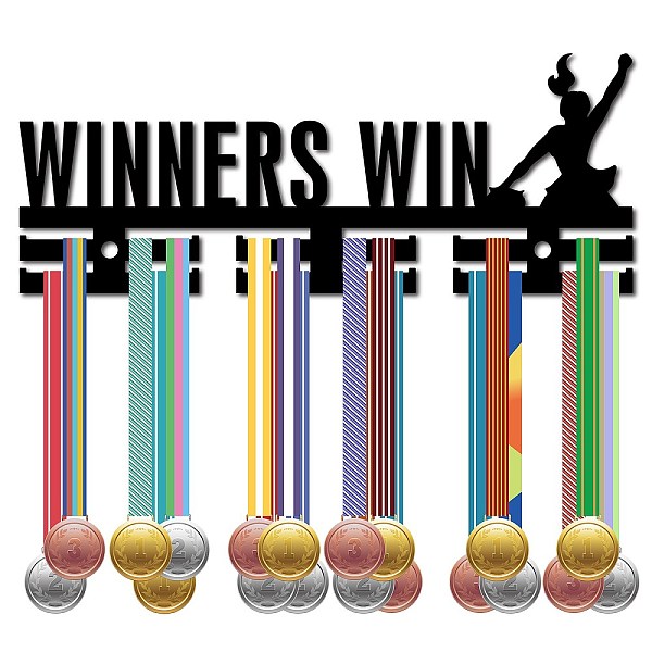 

PandaHall Word Winners Win Acrylic Medal Holder, Medals Display Hanger Rack, with Standoff Pins, Medal Holder Frame, Women Pattern..., Black