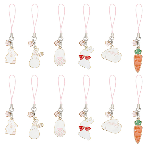 12Pcs 6 Style Alloy Enamel Mobile Straps-image-HJEW-GL00015-en