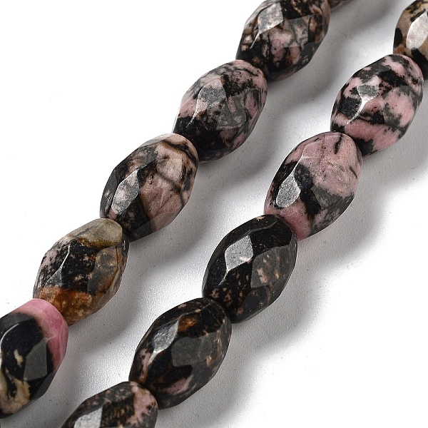

PandaHall Natural Rhodonite Beads Strands, Faceted Rice, 12.5x8mm, Hole: 1.2mm, about 16pcs/strand, 7.68 inch(19.5cm) Rhodonite Rice