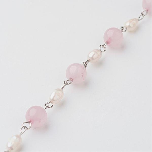

PandaHall Handmade Chains for Necklaces Bracelets Making, with Rose Quartz, Grade A Natural Freshwater Pearl and 304 Stainless Steel Eye Pin...
