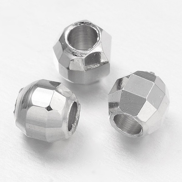 

PandaHall Faceted Barrel Brass Spacer Beads, Platinum, 4x4mm, Hole: 2mm Brass Barrel