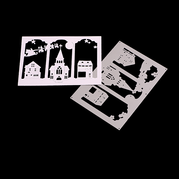 

PandaHall Building Frame Carbon Steel Cutting Dies Stencils, for DIY Scrapbooking/Photo Album, Decorative Embossing DIY Paper Card, Church...