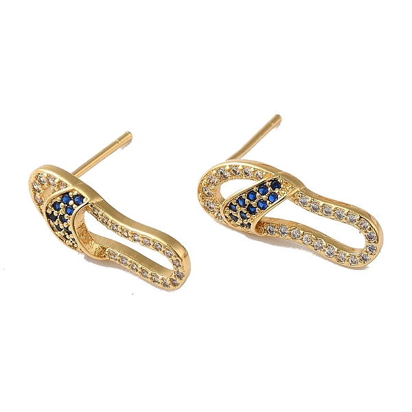 

PandaHall Cubic Zirconia Slippers Stud Earrings, Real 18K Gold Plated Brass Jewelry for Women, Lead Free & Cadmium Free, Medium Blue, 18x7mm...