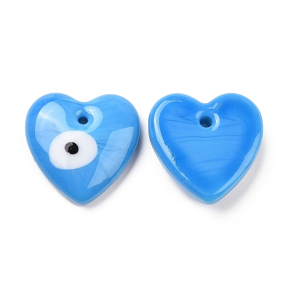 

PandaHall Handmade Evil Eye Lampwork Pendants, Heart, Deep Sky Blue, 25x25x7.5mm, Hole: 2.8mm Lampwork Heart