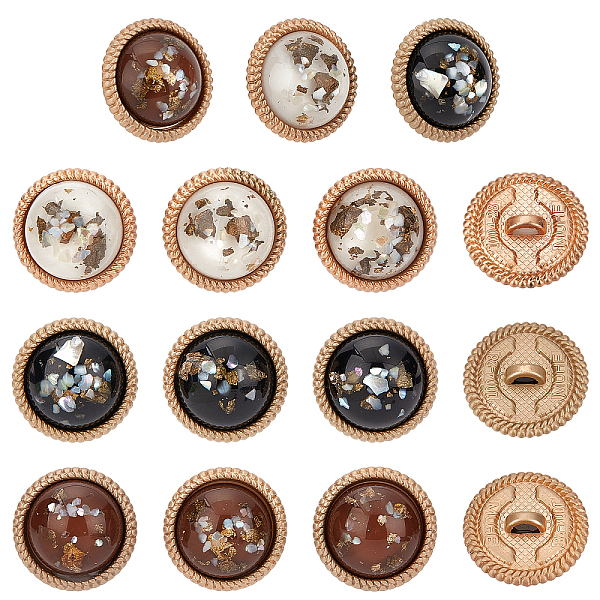 

PandaHall CHGCRAFT 18Pcs 3 Colors Cellulose Acetate(Resin) and Alloy Buttons, for Ornament Accessories, with Glitter, Half Round, Mixed..., Multicolor