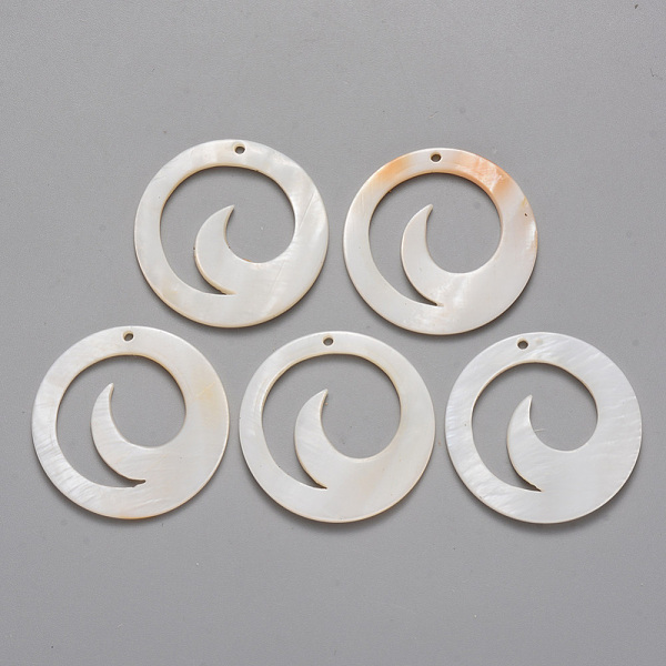 

PandaHall Natural Freshwater Shell Pendants, Ring with Waved, 30x2mm, Hole: 1.6mm Freshwater Shell Ring