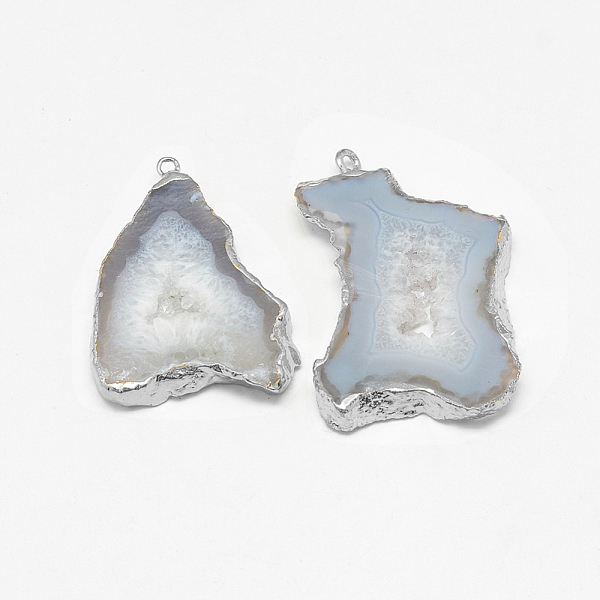 

PandaHall Natural Druzy Agate Pendants, with Platinum Tone Iron Findings, Dyed, Nuggets, Dark Gray, 20~60x13~50x4~8mm, Hole: 1~4mm Natural...