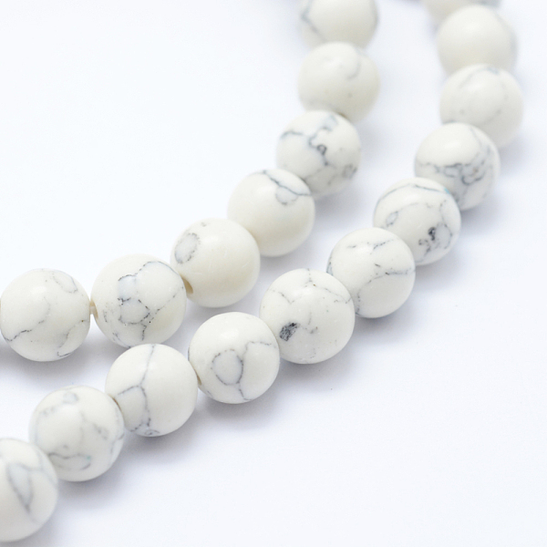 

PandaHall Synthetic Howlite Bead Strand, Dyed, Round, White, 6mm, Hole: 1mm, about 66pcs/strand, about 15 inch Howlite Round White