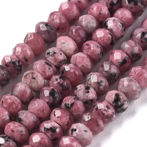 

PandaHall Dyed Natural Malaysia Jade Rondelle Beads Strands, Faceted, Pale Violet Red, 4x2~3mm, Hole: 1mm, about 115pcs/strand, 14 inch...