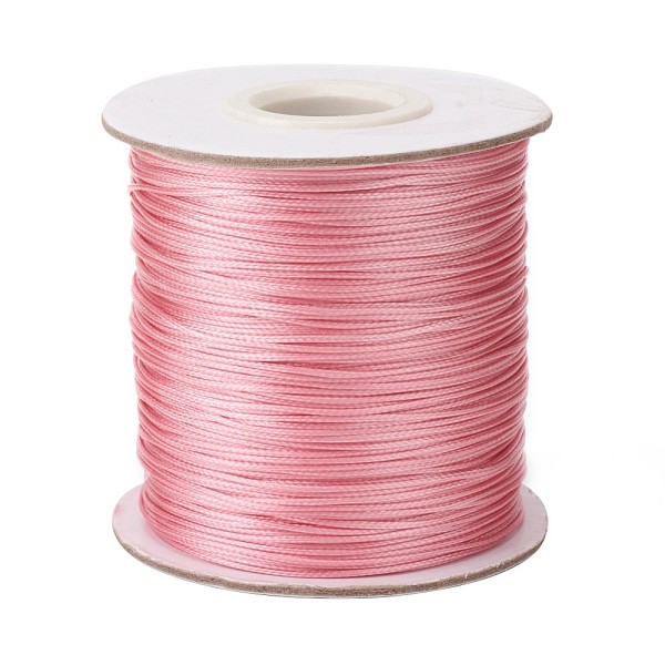 

PandaHall Waxed Polyester Cord, Bead Cord, Pink, 0.5mm, about 169.51~174.98 Yards(155~160m)/Roll Waxed Polyester Cord Round Pink