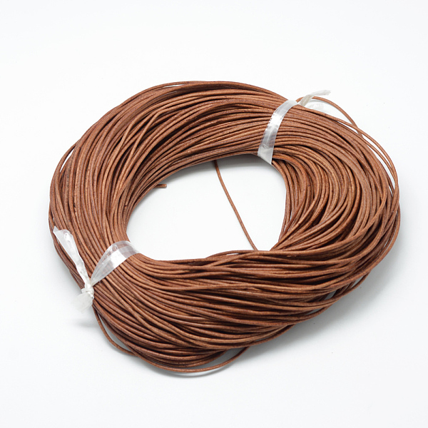 

PandaHall Spray Painted Cowhide Leather Cords, Chocolate, 1.5mm, about 100yards/bundle(300 feet/bundle) Cowhide Round Brown