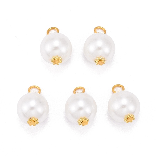 

PandaHall Eco-Friendly Dyed Glass Pearl Pendants, with Alloy Daisy Spacer Beads and Iron Flat Head Pins, White, 17x10mm, Hole: 3mm...