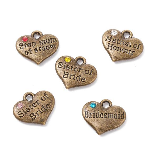 

PandaHall Tibetan Style Alloy Pendants, with Rhinestone, Heart with Word, Antique Bronze, 14x16x2.5mm, Hole: 2mm Alloy Heart