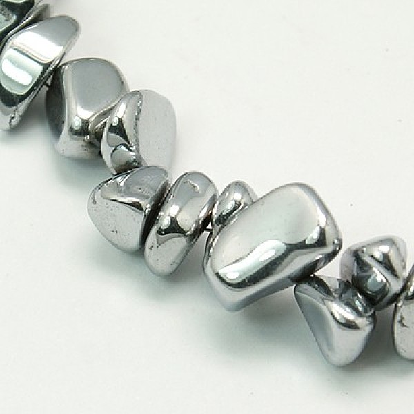 

PandaHall Non-Magnetic Synthetic Hematite Beads Strands, Chips, Silver Plated, 6~11x5~8mm, Hole: 2~6mm Non-magnetic Hematite Chip Gray