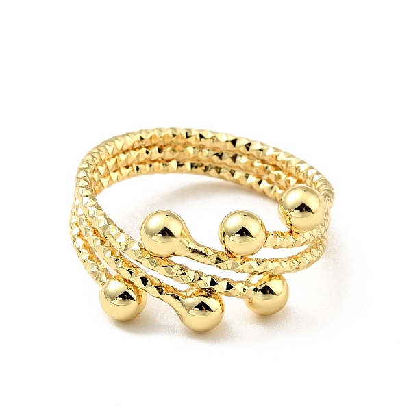 

PandaHall Brass Ball Open Cuff Ring for Women, Cadmium Free & Lead Free, Real 18K Gold Plated, US Size 9 1/4(19.1mm) Brass