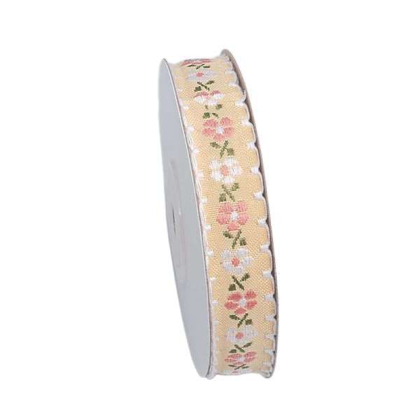 

PandaHall 9M Flower Embroidery Polyester Ribbon, for Bowknot Making, Gift Wrapping, Bisque, 5/8 inch(15mm), about 9.84 Yards(9m)/Roll..., Orange