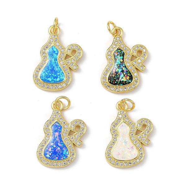 

PandaHall Brass Micro Pave Cubic Zirconia Pendants, with Synthetic Opal and Jump Ring, Long-Lasting Plated, Real 18K Gold Plated, Gourd..., Multicolor
