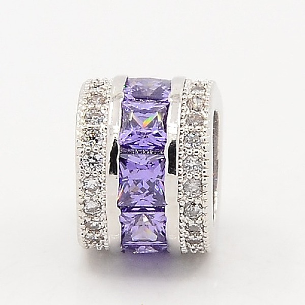 

PandaHall Medium Purple CZ Jewelry Findings Brass Micro Pave Cubic Zirconia Beads, Large Hole Column Beads, Grade AAA, Lead Free & Cadmium...
