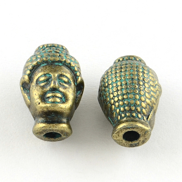 

PandaHall Buddha Zinc Alloy Beads, Cadmium Free & Lead Free, Antique Bronze & Green Patina, 13x9x8mm, Hole: 2mm Alloy Human