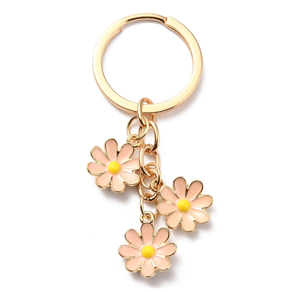 

PandaHall Cute Enamel Keychain, Colorful Daisy Keychain, for Women Girls Handbag Accessories, Bisque, 7.4cm Iron Flower Orange