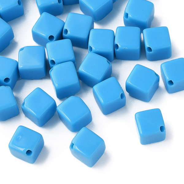 

PandaHall Opaque Acrylic Beads, Cube, Deep Sky Blue, 13x14.5x14.5mm, Hole: 2mm, about 530pcs/500g Acrylic Cube