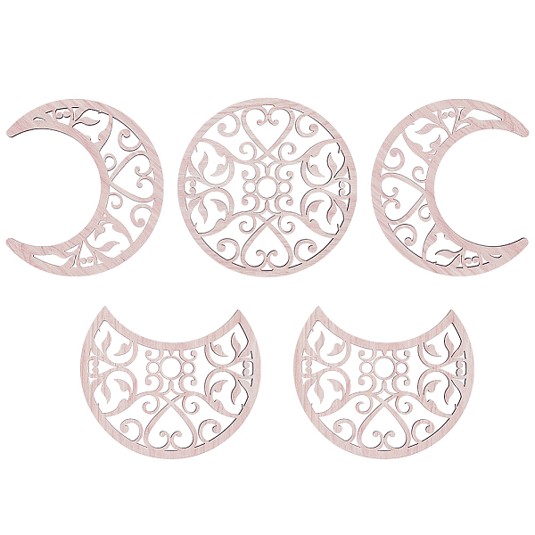 

PandaHall Hollow Wood Wall Hanging Ornaments, Wall Decor Door Decoration, Moon Phase with Heart Pattern, PapayaWhip, Moon: 200x165~200x5mm..., Orange
