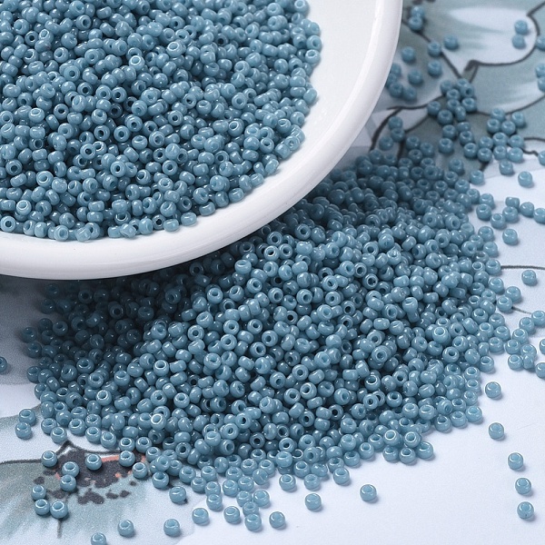 

PandaHall MIYUKI Round Rocailles Beads, Japanese Seed Beads, 11/0, (RR4479) Duracoat Dyed Opaque Moody Blue, 11/0, 2x1.3mm, Hole: 0.8mm..., Cyan