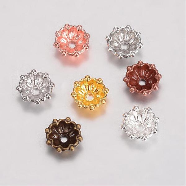 

PandaHall Alloy Fancy Bead Caps, Multi-Petal Flower, Mixed Color, 8x3mm, Hole: 1mm Alloy Multicolor
