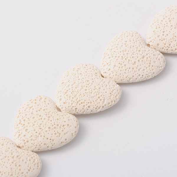 

PandaHall Natural Lava Rock Beads Strands, Dyed, Heart, White, 26~30x26~30mm, Hole: 2mm, about 15 pcs/strand Lava Rock Heart White