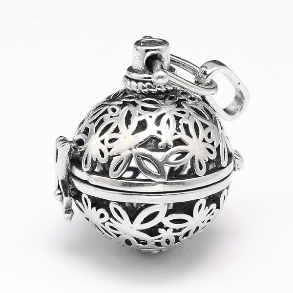 

PandaHall Rack Plating Brass Hollow Round with Butterfly Cage Pendants, For Chime Ball Pendant Necklaces Making, Antique Silver, 28x25x21mm...
