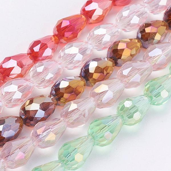 

PandaHall Electroplate Glass Beads, AB Color, Faceted, teardrop, Mixed Color, 11x8x8mm, Hole: 1mm, about 60pcs/strand Glass Teardrop..., Multicolor