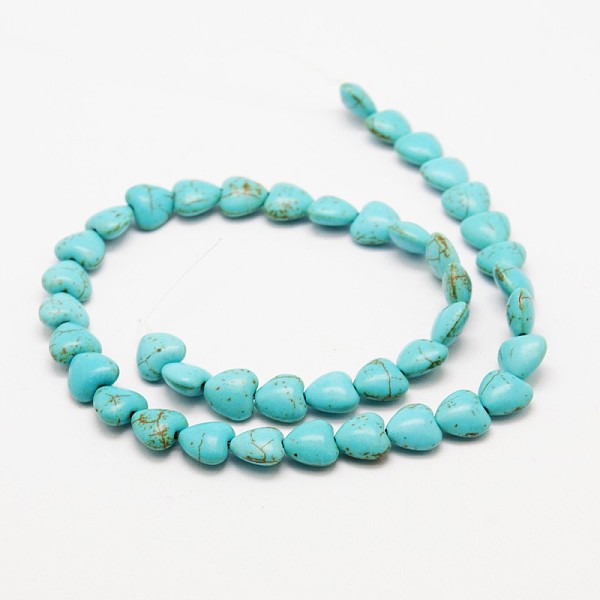 

PandaHall Heart Synthetic Turquoise Beads Strands, Dyed, Turquoise, 12x12x5mm, Hole: 1mm, about 36pcs/strand, 15.7 inch Synthetic Turquoise..., Green