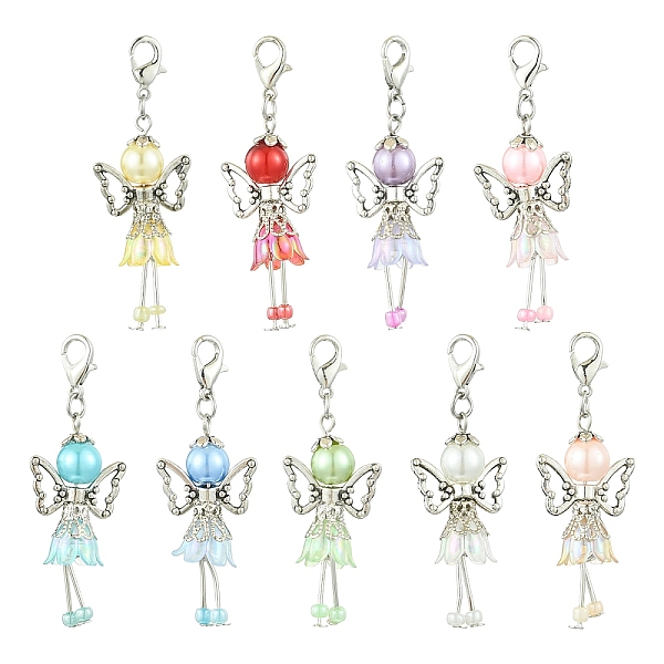 9個 9色天使アクリル&合金&プラスチックビーズペンダント装飾
