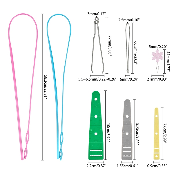 

PandaHall Iron Sewing Needle Devices, with Threader Thread Guide Tool & Elastic Band Clip and Plastic Elastic Threaders Wear Elastic Band..., Multicolor