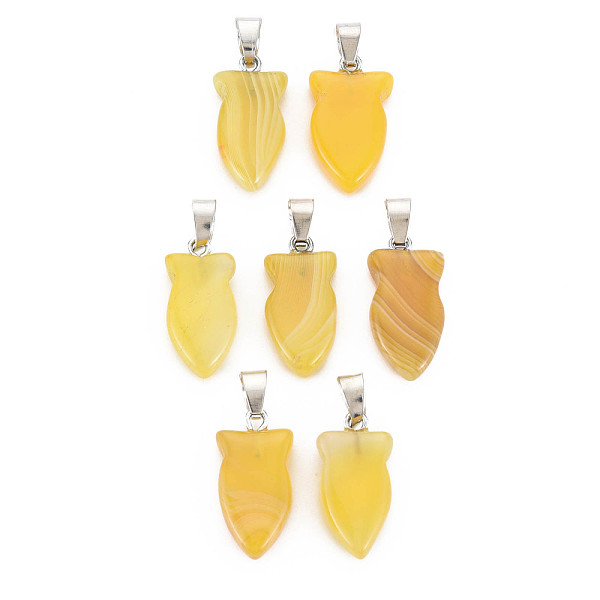 

PandaHall Natural Banded Agate/Striped Agate Pendants, with Light Gold Plated Iron Findings, Owl, Dyed & Heated, Gold...