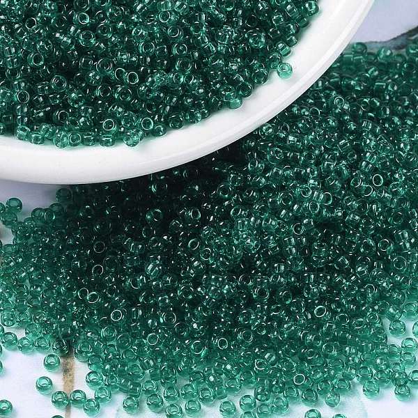 

PandaHall MIYUKI Round Rocailles Beads, Japanese Seed Beads, (RR147) Transparent Emerald, 15/0, 1.5mm, Hole: 0.7mm, about 27777pcs/50g Glass..., Green