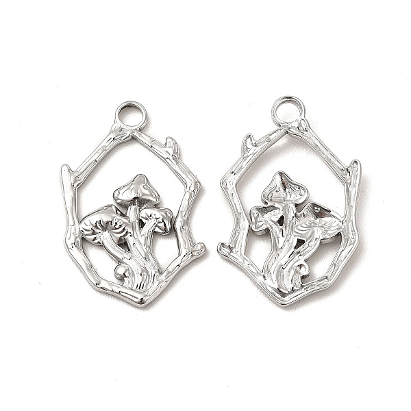 

PandaHall 304 Stainless Steel Pendants, Mushroom Charm, Stainless Steel Color, 26x17x2.5mm, Hole: 2.6mm 304 Stainless Steel Mushroom