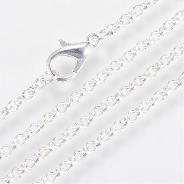 

PandaHall Iron Rolo Chains Necklace Making, with Lobster Clasps, Soldered, Silver Color Plated, 29.5 inch(75cm) Iron