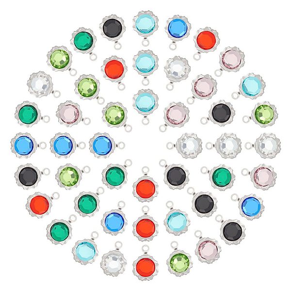 

PandaHall Unicraftale 48Pcs 8 Colors Electroplated Natural Quartz Stainless Steel Faceted Flower Charms, Stainless Steel Color, Mixed Color..., Multicolor