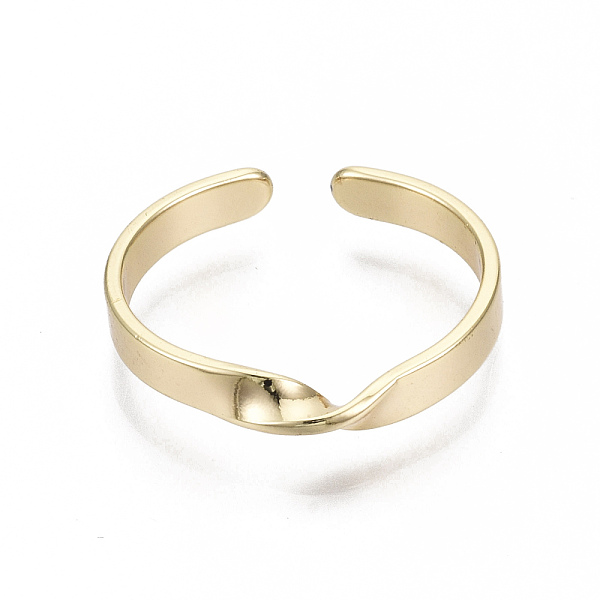 

PandaHall Brass Cuff Finger Rings, Open Rings, Nickel Free, Real 18K Gold Plated, Size 7, Inner Diameter: 17mm Brass
