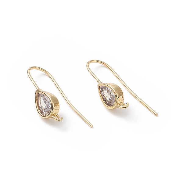 

PandaHall Real 18K Gold Plated Brass Earring Hooks, with Cubic Zirconia and Vertical Loops, Teardrop, Cadmium Free & Nickel Free & Lead Free..., Clear