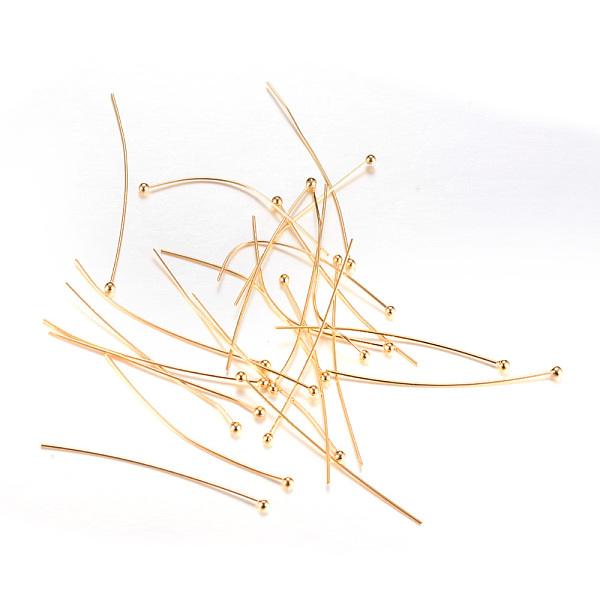 

PandaHall Brass Ball Head Pins, Light Gold, 40x0.7mm, 21 Gauge, Head: 1mm Brass