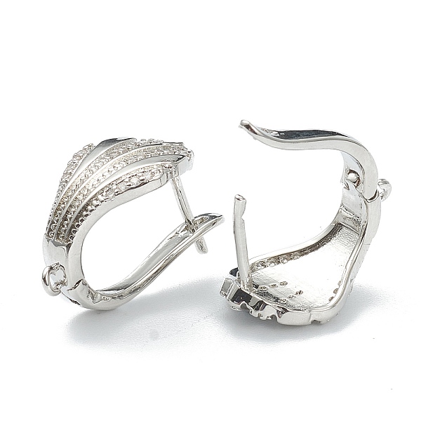 

PandaHall Shell Shape Brass Micro Pave Clear Cubic Zirconia Hoop Earring Findings with Latch Back Closure, Long-Lasting Plated, Real...