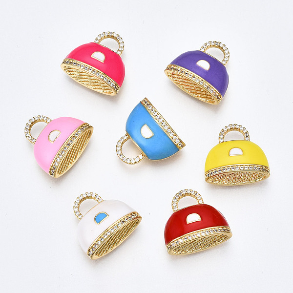 

PandaHall Brass Micro Pave Cubic Zirconia Enamel Pendants, Nickel Free, Bag, Real 16K Gold Plated, Mixed Color, 17x18x9.5mm, Hole: 4x5mm..., Multicolor