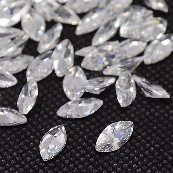

PandaHall Clear Grade A Horse Eye Cubic Zirconia Pointed Back Cabochons, Faceted, 4x2x1.4mm Cubic Zirconia Horse Eye Clear