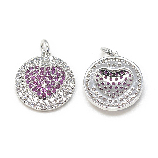 

PandaHall DIY Brass Micro Pave Cubic Zirconia Pendants, Flat Round with Heart, Platinum, 19x17x3.5mm, Hole: 3mm Brass+Cubic Zirconia Flat...