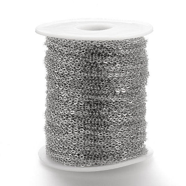 

PandaHall Soldered Brass Cable Chains, with Spool, Cable Chains, Nickel Free, Real Platinum Plated, 3.4x2.8x0.4x0.6mm, about 98.42 Feet...