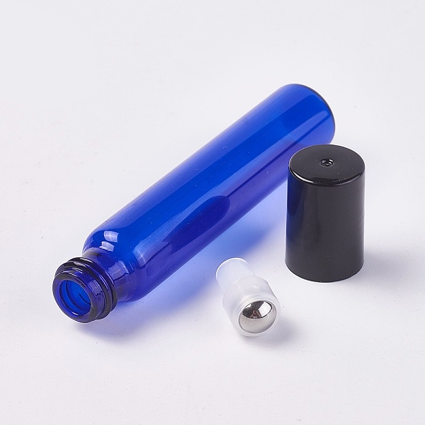 

PandaHall Glass Bottle, with Steel Roller Ball and Plastic Cap, Blue, 9x1.6cm, Capacity: 10ml Glass Column Blue