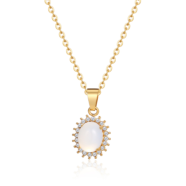 

PandaHall Cat Eye Pendant Necklace, Stainless Steel Cable Chain Necklaces for Women Stainless Steel