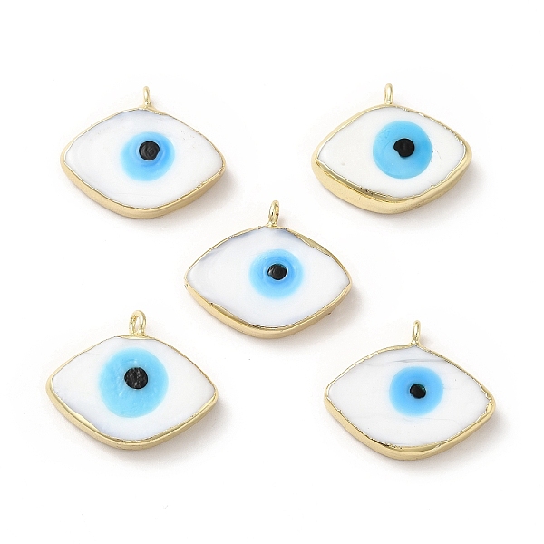 

PandaHall Handmade Lampwork Pendants, with Rack Plating Brass Findings, Long-Lasting Plated, Evil Eye, White, 17~18x21~22x4~4.5mm, Hole: 2mm...